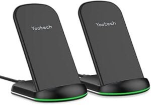 Yootech [2 Pack] Wireless Charger,10W Max Wireless Charging Stand,Compatible with iPhone 15/15 Plus/15 Pro Max/14/13/SE 2022/12/11/X/8,Galaxy S22/S21/S20/S10(No AC Adapter)