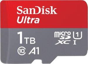 Boost your device's storage capacity with this 1TB SanDisk Ultra microSDXC card. Ideal for storing photos, videos, apps, and more.