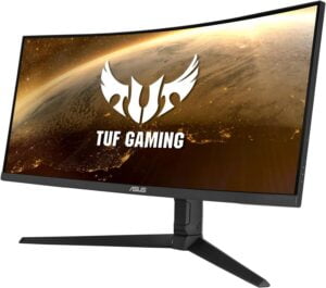 ASUS VG34VQL1B: WQHD, 165Hz, G-SYNC, ELMB for tear-free gaming.Dominate with ASUS VG34VQL1B: 1ms response, AMD FreeSync Premium Pro.