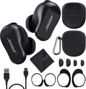 Product Name: Bose QuietComfort Earbuds II Bundle with Protective Silicone Carrying Case and Cloth