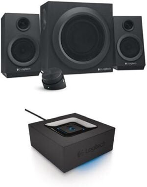 Logitech Z333 2.1 speakers deliver powerful, clear sound for music, movies, and games with 80 watts of power and Bluetooth connectivity.