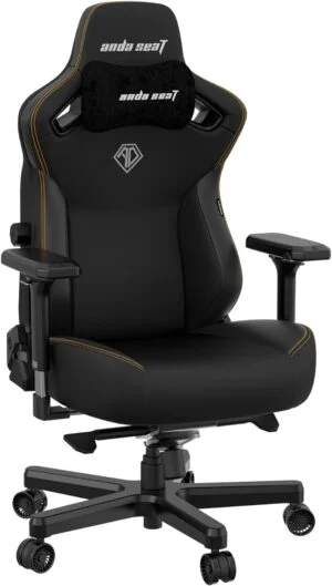 Anda Seat Kaiser 3 Large Gaming Chair for Adults - Ergonomic Black Leather Gaming Chairs with Lumbar Support, Comfortable Office Chair with Neck Support - Heavy Duty Computer Chair Wide Seat Capacity