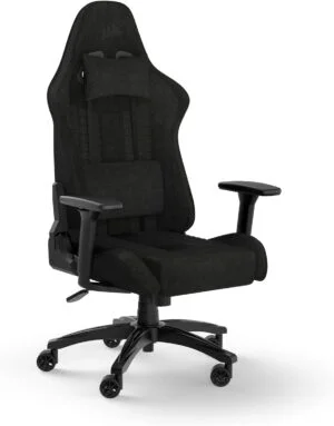 Game for hours in comfort with the Corsair TC100 Relaxed Gaming Chair, featuring a wider seat, plush padding, and breathable fabric.