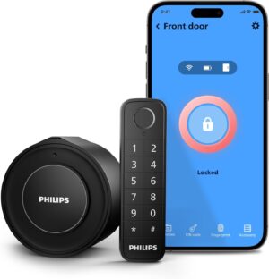 Ditch your keys and go smart with the Philips Wi-Fi Lock. Easily install it on your existing deadbolt for convenient, secure access from anywhere.