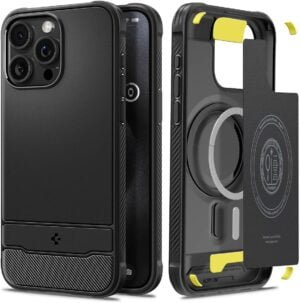 Protect your iPhone 15 Pro Max with the Spigen Rugged Armor MagFit case. Military-grade protection, MagSafe compatibility, and a sleek design.