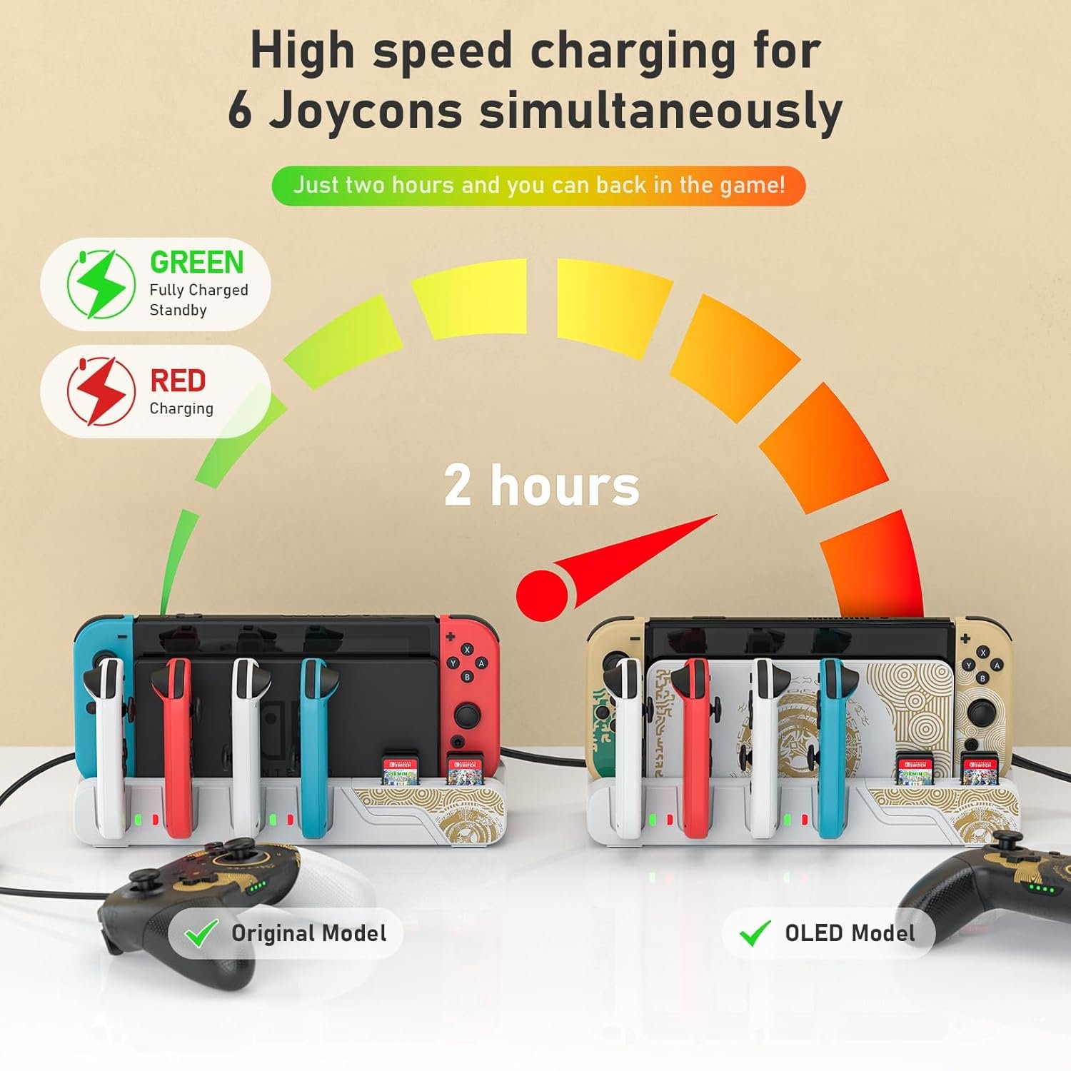 Switch Game Storage with Controller Charger for Nintendo Switch Oled the Legend Of Zelda Tears Of The Kingdom Edition ＆ Switch Model Joycon Switch Dock Charging Gaming Accessories Organizer Holder 3 vlyzon-electronics-store: Vlyzon - Your One-Stop Shop for Electronics | Computers, Phones, Gaming, Cameras & More