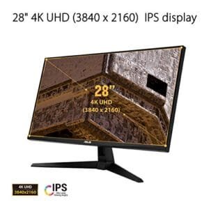 ASUS TUF Gaming VG289Q1A 28” Monitor, 4K UHD (3840 x 2160), IPS, Adaptive-Sync/ FreeSync, Eye Care, DisplayPort HDMI, DCI-P3 HDR 10, Shadow Boost, Black