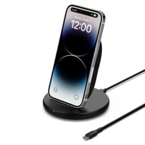 Belkin Wireless Charging Stand - 15W Qi-Certified Charger Stand for iPhone, Samsung Galaxy, Google Pixel & More - Charge While Listening to Music & Streaming (Power Supply Included)