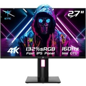 KTC 27" 4K UHD 144Hz Gaming Monitor - Fast IPS Panel 160Hz 1ms GTG, HDR400 132% sRGB, HDMI2.1/DP1.4, VESA Mount, Height/Tilt/Pivot/Swivel Stand, Vertical Monitor Ideal for Gamers, Designers