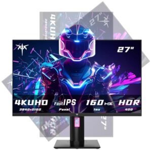 KTC 27 Inch 4K Gaming Monitor, UHD 160Hz/144Hz 1ms Fast IPS Monitor, Freesync/G-Sync, HDR400, 132% sRGB, HDMI DisplayPort, VESA, Tilt/Height/Pivot Adjustable, H27P22S