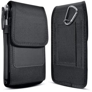 Meilib Cell Phone Pouch Belt Holster Case for iPhone 15, 15 Pro 14, 14 Pro 13 Pro, 13 12 Pro Xs X 11 XR Samsung Galaxy S24 S23 S22 S21 S20 S10 S9, ID Card Slot Holder (Fits Otterbox Commuter) Black