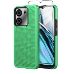 Mocotto for BLU View 5 Phone Case with Tempered Glass Screen Protector,Dual Layer Heavy Duty Shockproof Protection Phone Case Cover for BLU View 5 (Green)