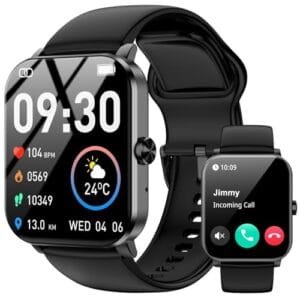 Smart Watch, 1.85" HD Smartwatch for Men Women (Answer/Make Calls), Fitness Watch with 120+ Sports Modes, IP68 Waterproof, Heart Rate/Sleep Monitor, Activity Trackers for iOS/Android (Black)