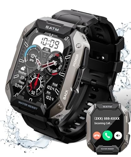 Smart Watch for Men，with Answer/Make Call 100+ Sports Modes Fitness Smart Watch, IP68 Waterproof 80 Days Extra-Long Battery Heart Rate/Blood Oxygen/Sleep Monitor Smartwatch for Android and iOS