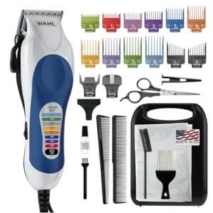 Wahl Clipper USA Color Pro Complete Haircutting Kit with Easy Color Coded Guide Combs - Corded Clipper for Hair clipping & Grooming Men, Women, & Children - Model 79300-1001M