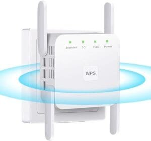 WiFi Extender, 5G 1200Mbps Dual Band WiFi Extenders Signal Booster for Home, Device Servers WiFi Booster Covers Up to 7000 Sq.ft and 20 Devices