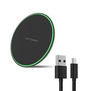 Wireless Charger for Samsung Galaxy S23/S23+/S22/S22+/S21/S20/S20+/S10/S9+/S9/S8/S8+/S7/Note10/Note9/Note8, 15W Wireless Charging Pad with USB-C for Samsung(Android) iPhone Black(No AC Adapter)